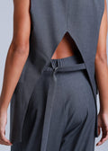 Broadway Sophia Longline Virgin Wool Waistcoat in Mid Grey
