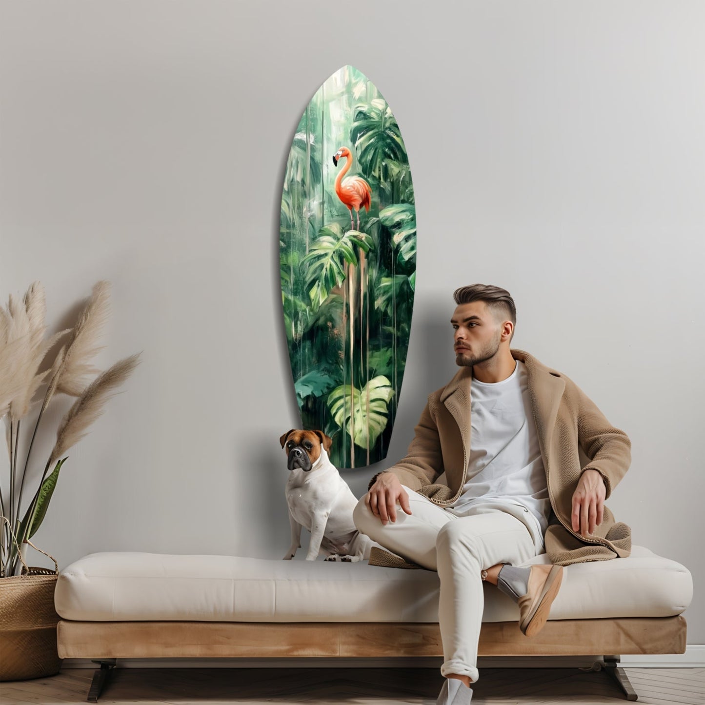 Tropical Flamingo Haven Glass Wall Art