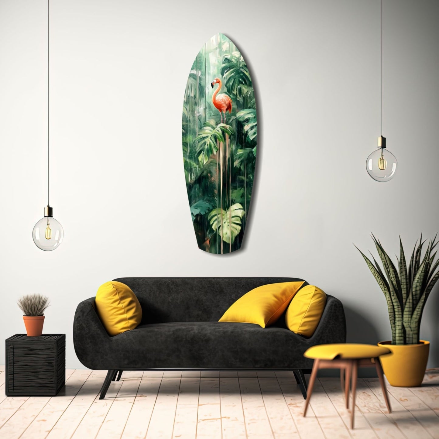 Tropical Flamingo Haven Glass Wall Art