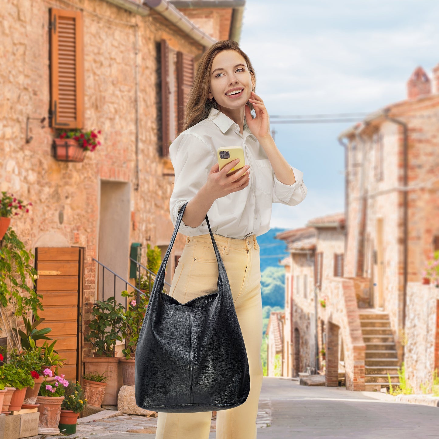 Calf Leather Hobo Bag