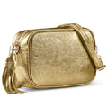 Metallic Suede Leather Crossbody Bag
