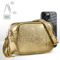 Metallic Suede Leather Crossbody Bag