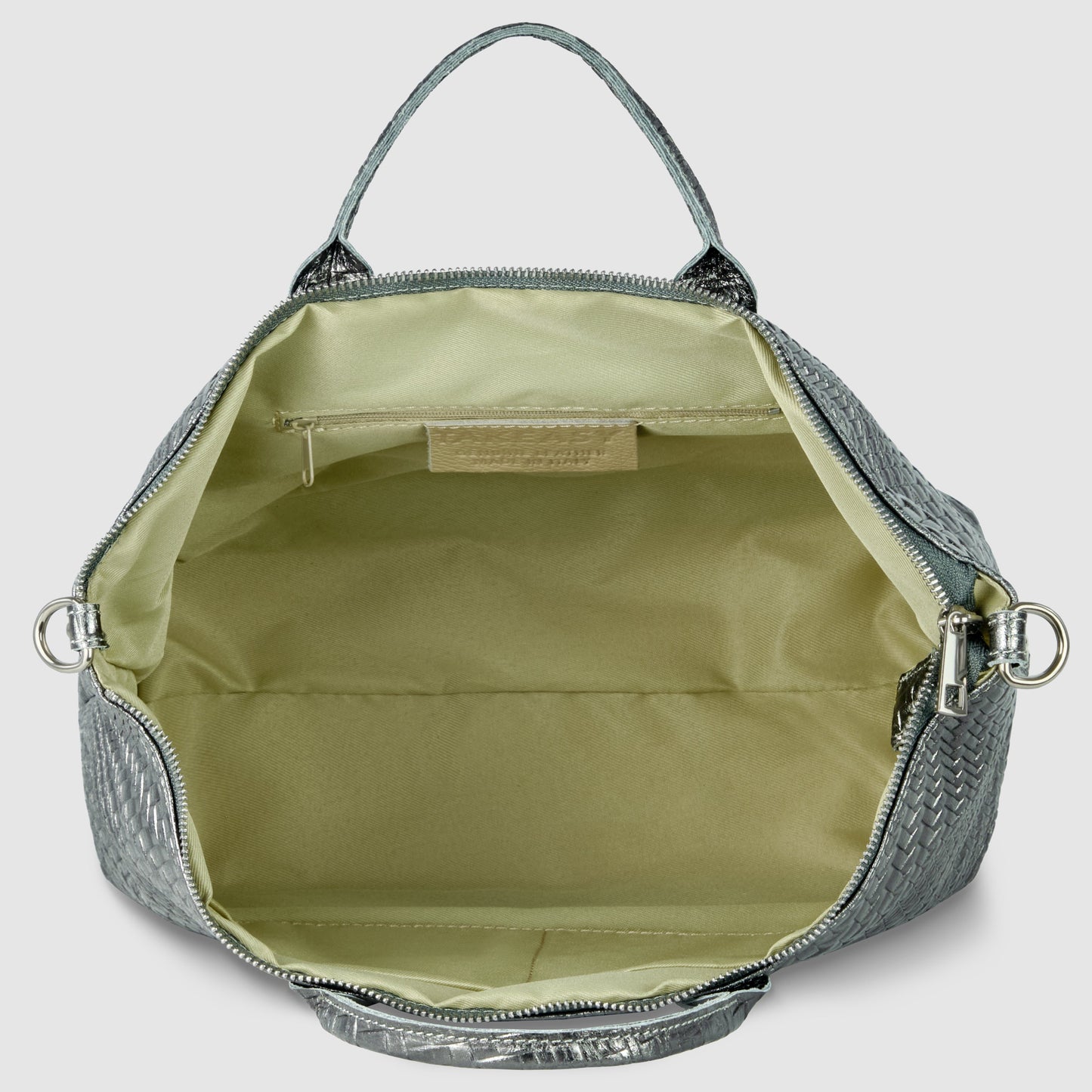 Grid Metallic Suede Leather Top-Handle Bag