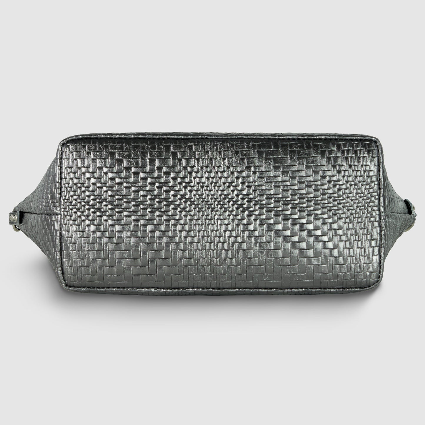 Grid Metallic Suede Leather Top-Handle Bag