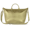 Grid Metallic Suede Leather Top-Handle Bag