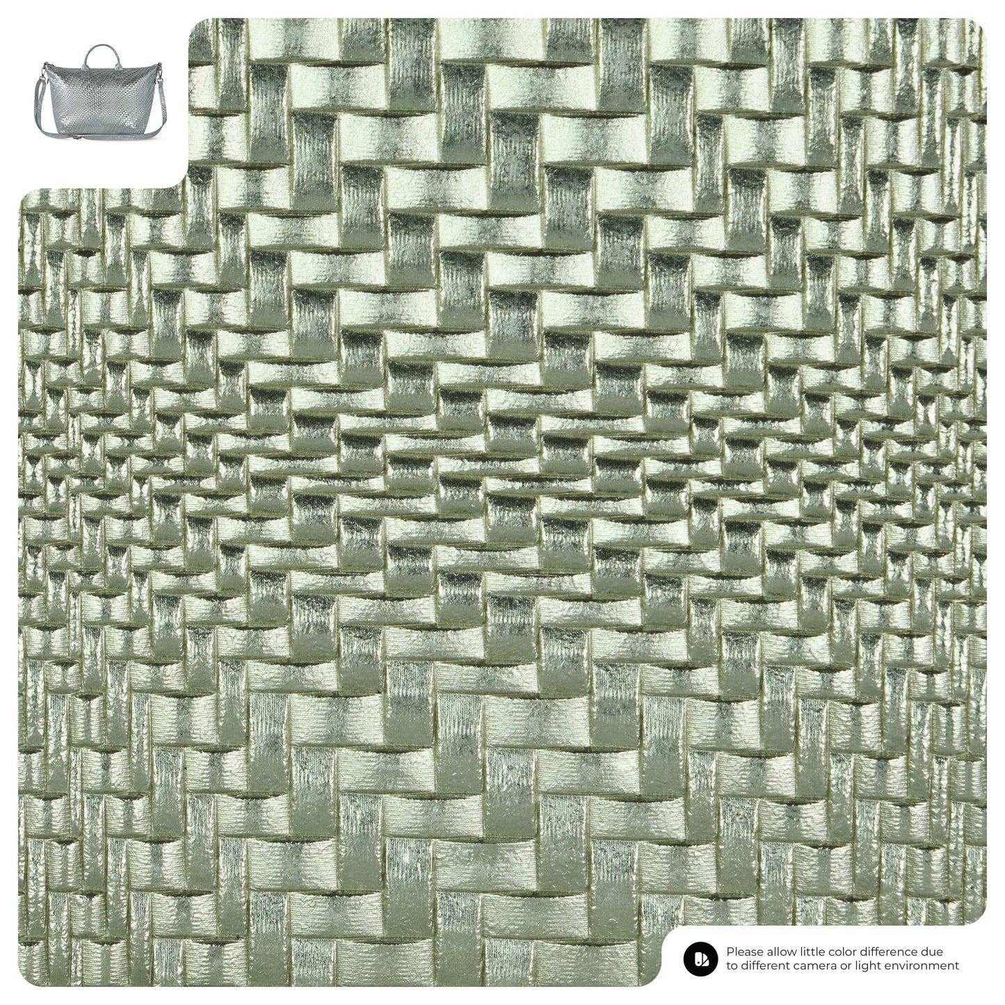 Grid Metallic Suede Leather Top-Handle Bag