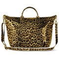 Leopard Metallic Suede Leather Top-Handle Bag