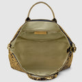 Leopard Metallic Suede Leather Top-Handle Bag