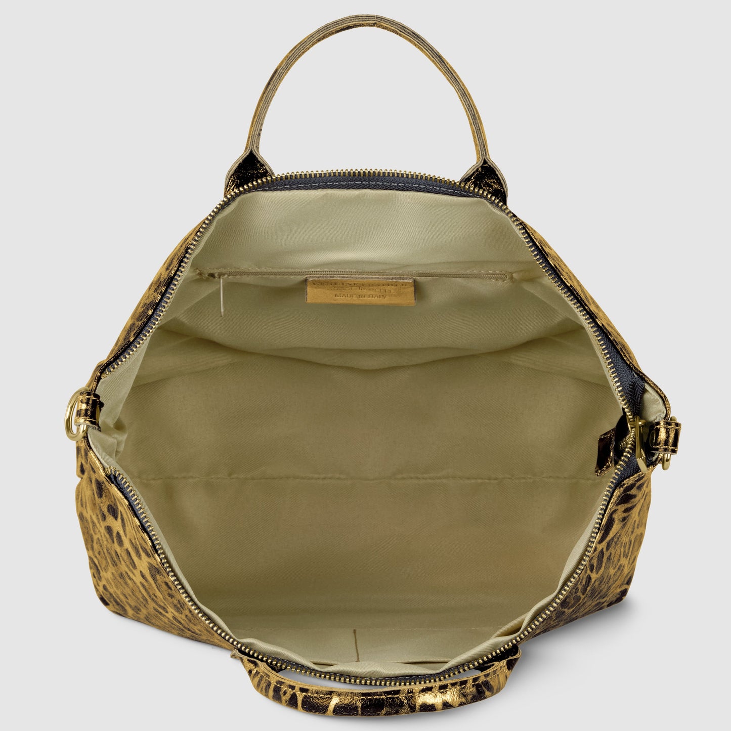 Leopard Metallic Suede Leather Top-Handle Bag