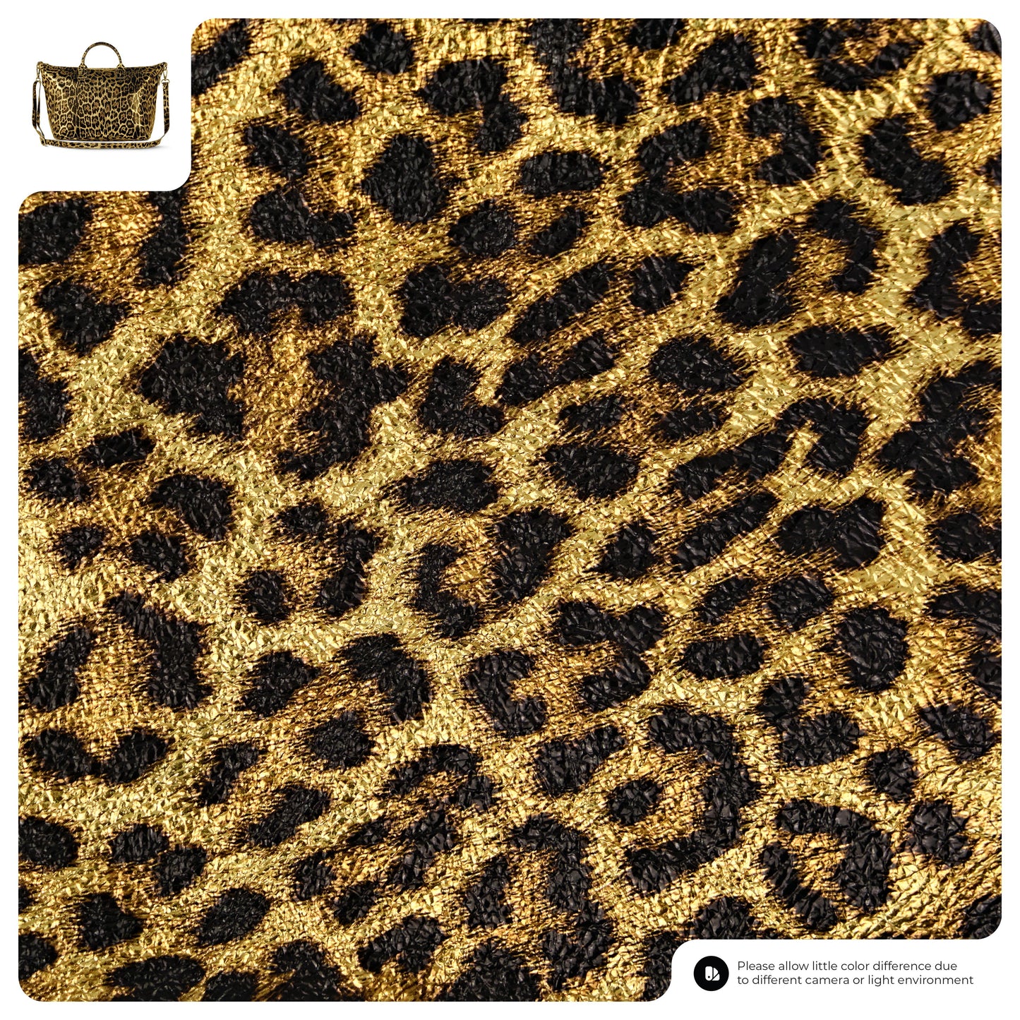 Leopard Metallic Suede Leather Top-Handle Bag