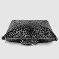 Leopard Metallic Suede Leather Top-Handle Bag