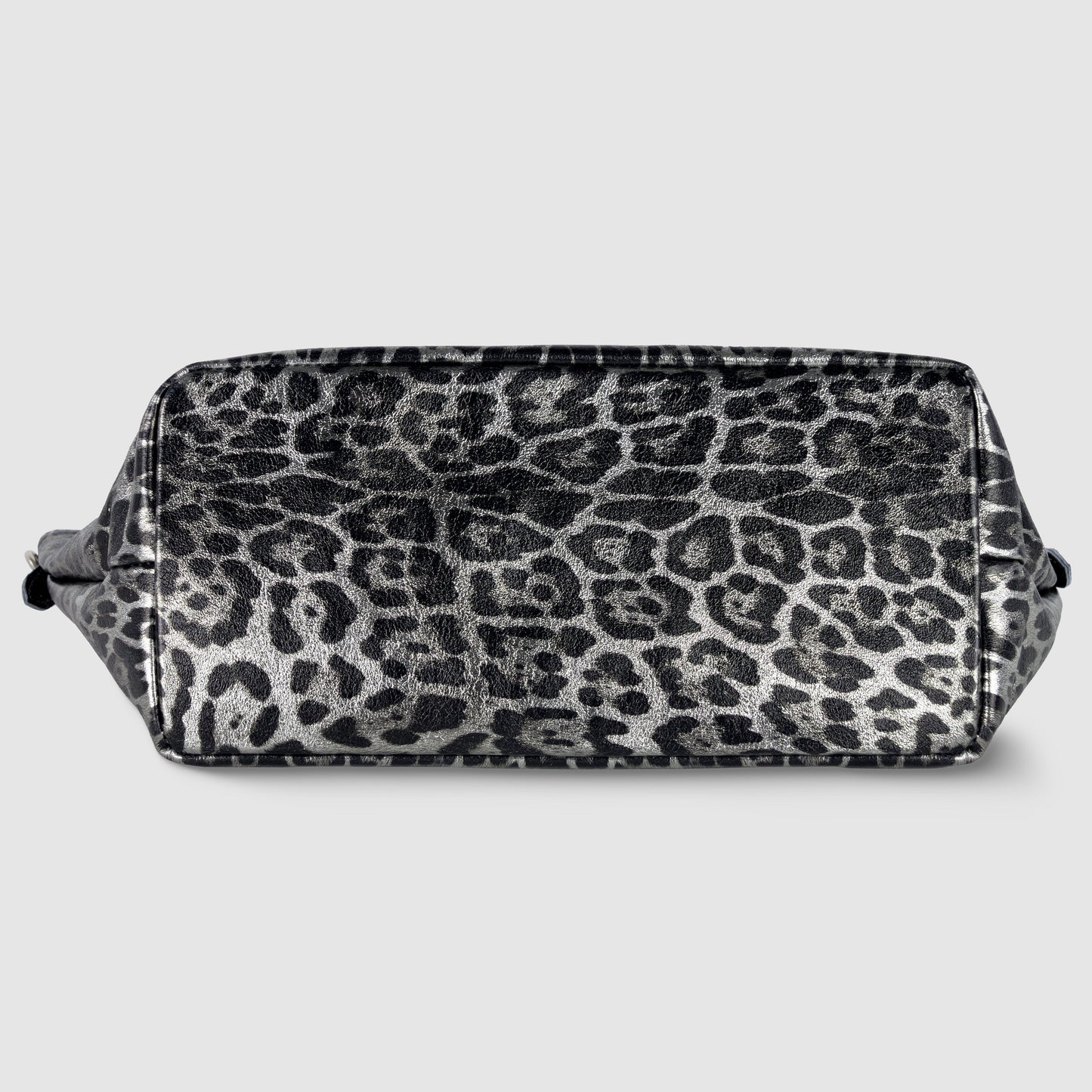 Leopard Metallic Suede Leather Top-Handle Bag