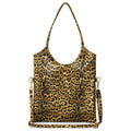 Leopard Metallic Suede Leather Tote Bag