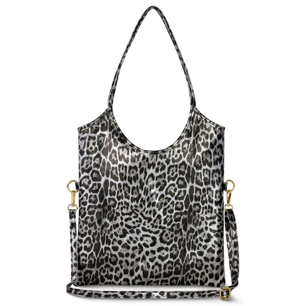 Leopard Metallic Suede Leather Tote Bag