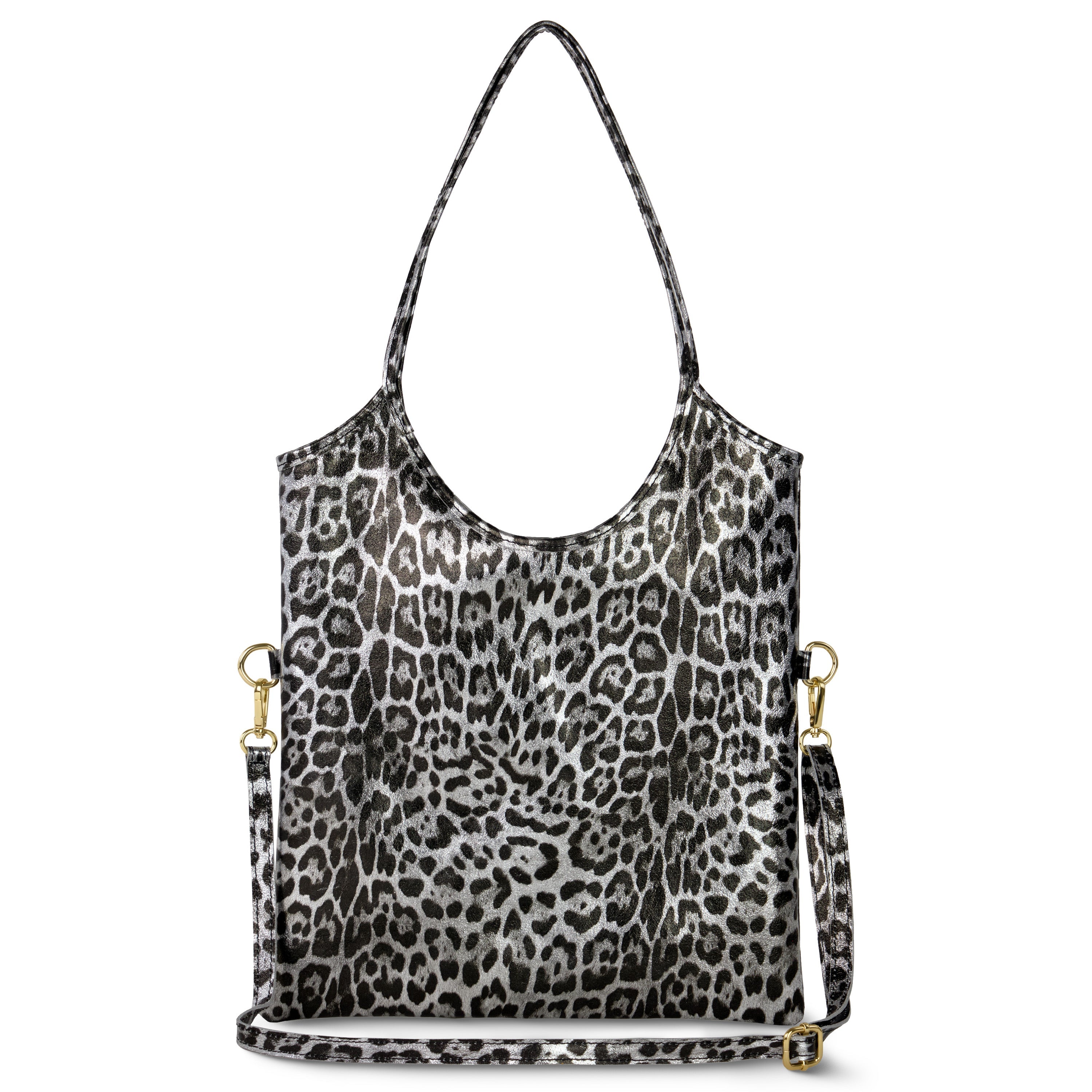 Leopard Metallic Suede Leather Tote Bag