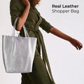 Metallic Calf Leather Tote Bag