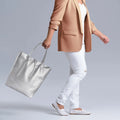 Metallic Calf Leather Tote Bag