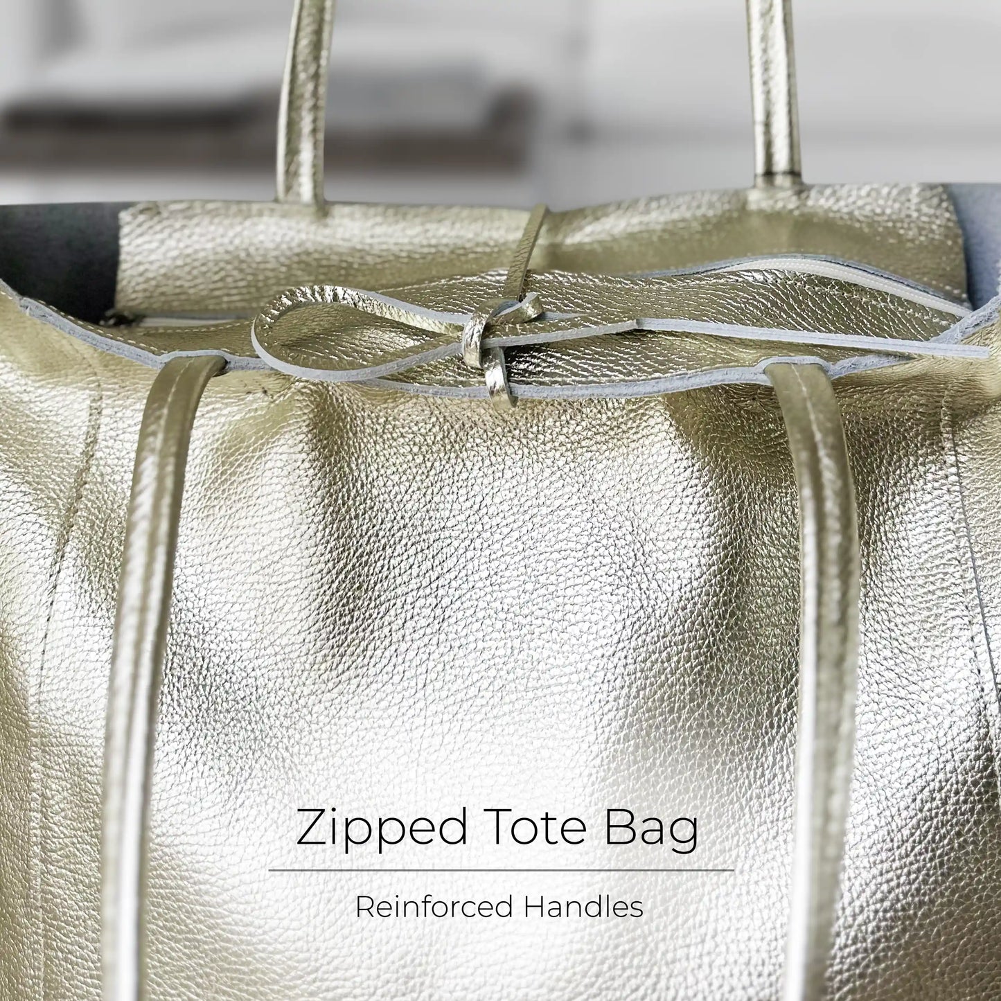 Metallic Calf Leather Tote Bag