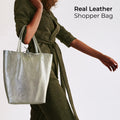 Metallic Calf Leather Tote Bag