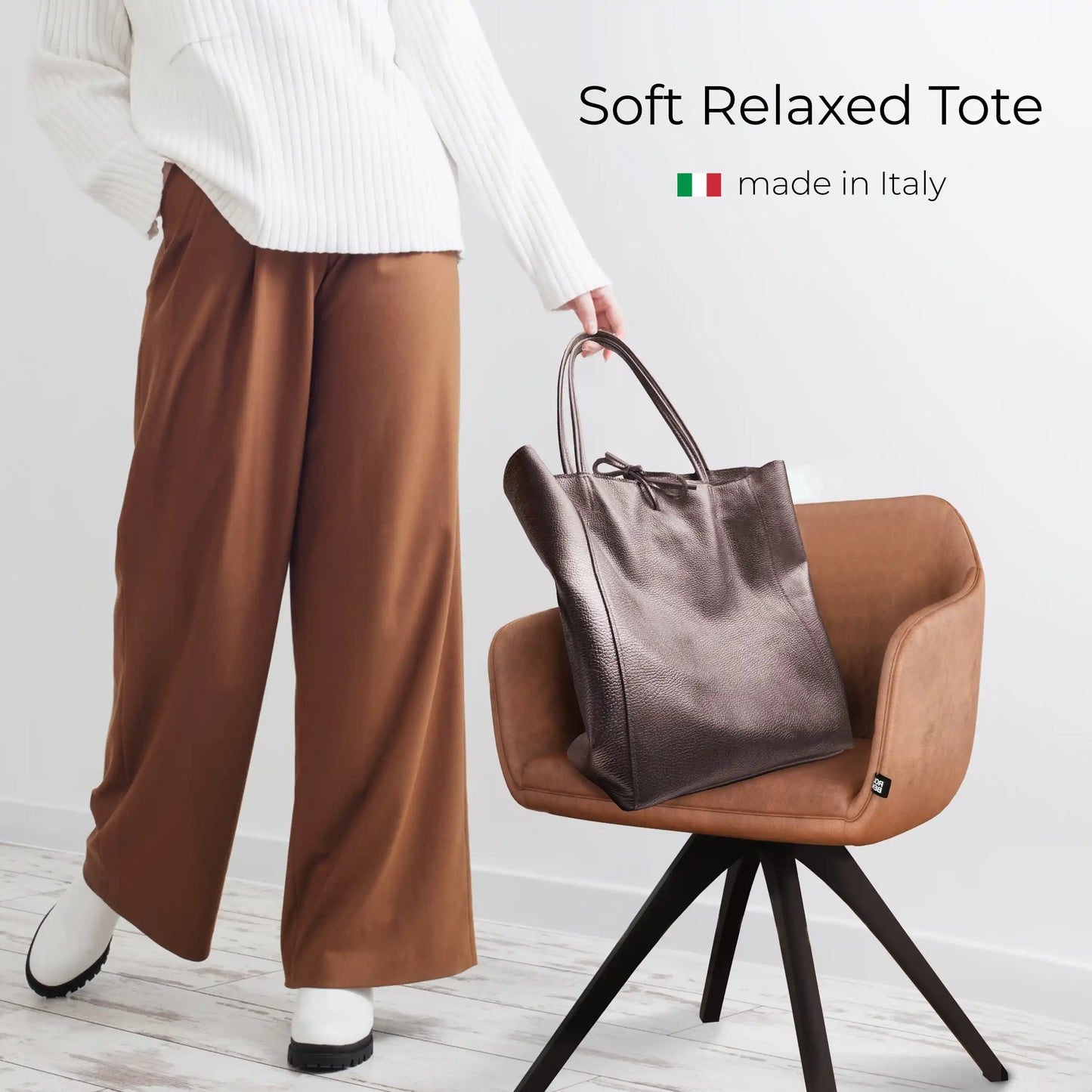 Metallic Calf Leather Tote Bag