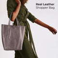 Metallic Calf Leather Tote Bag