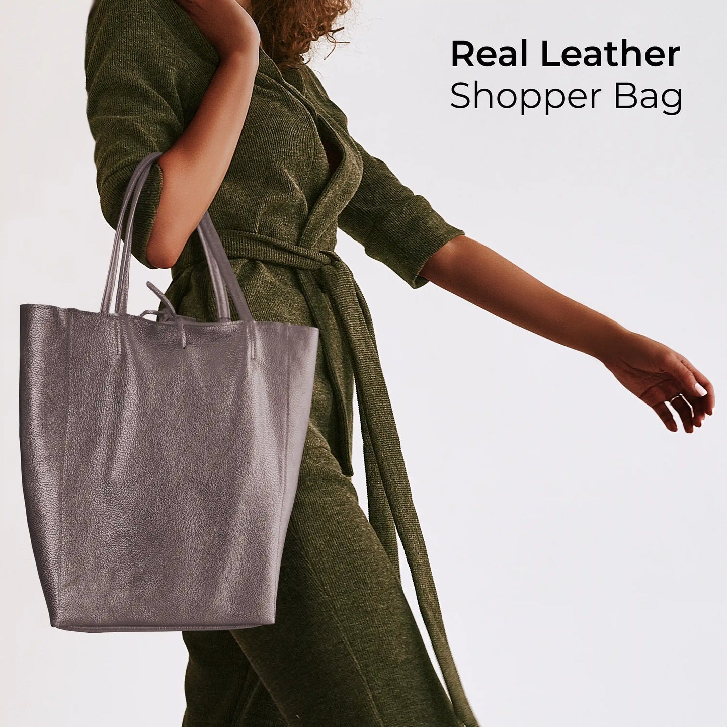 Metallic Calf Leather Tote Bag