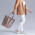 Metallic Calf Leather Tote Bag