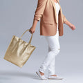 Metallic Calf Leather Tote Bag