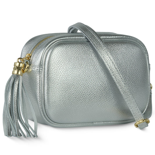 Metallic Calf Leather Crossbody Bag