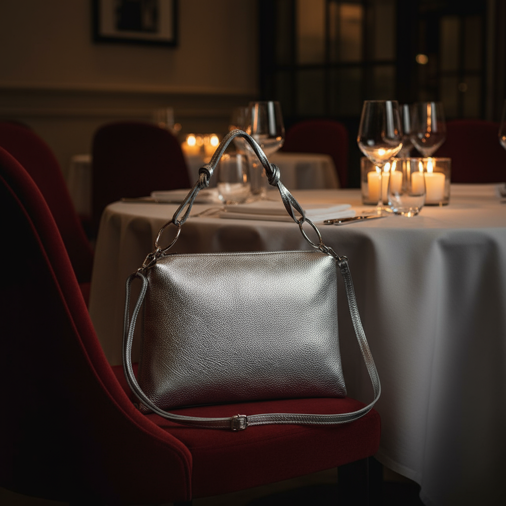 Metallic Calf Leather Shoulder Bag