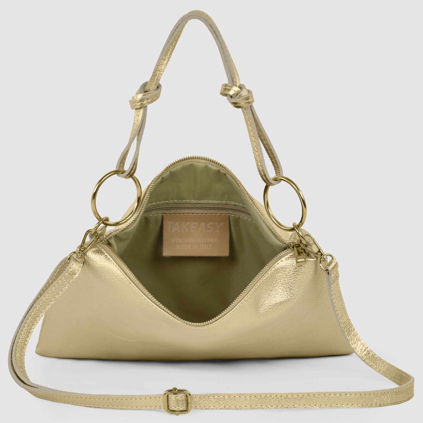 Metallic Calf Leather Shoulder Bag