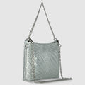 Grid Metallic Suede Leather Crossbody Bag