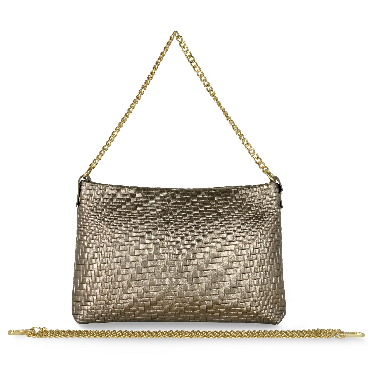 Grid Metallic Suede Leather Crossbody Bag