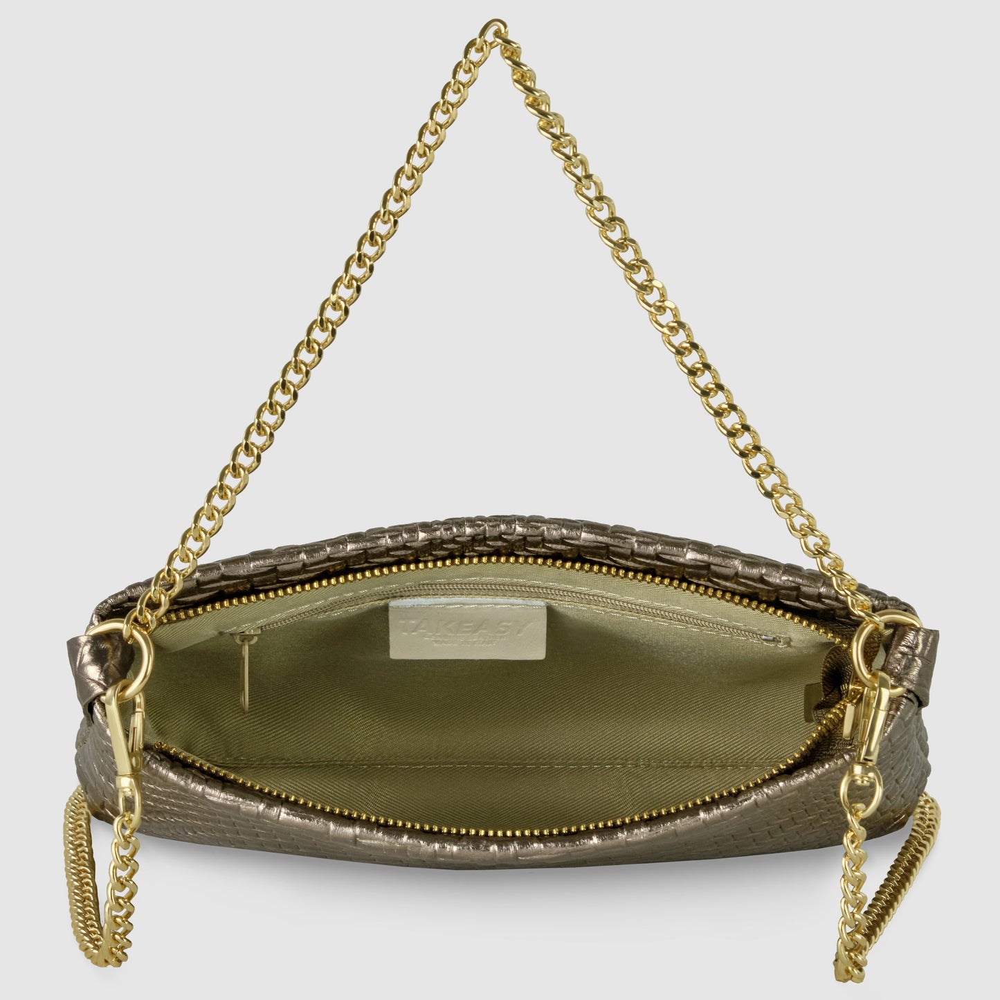 Grid Metallic Suede Leather Crossbody Bag