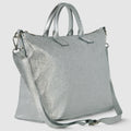 Metallic Suede Leather Top-Handle Bag