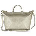 Metallic Suede Leather Top-Handle Bag
