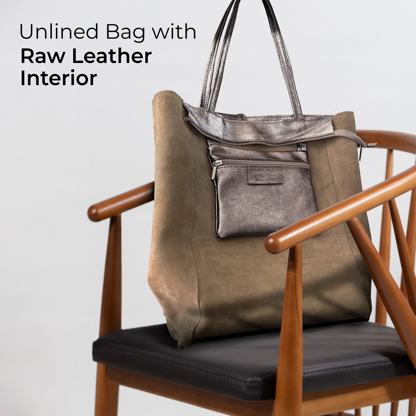 Metallic Suede Leather Tote Bag