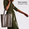 Metallic Suede Leather Tote Bag
