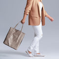 Metallic Suede Leather Tote Bag