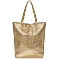 Metallic Suede Leather Tote Bag