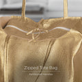 Metallic Suede Leather Tote Bag