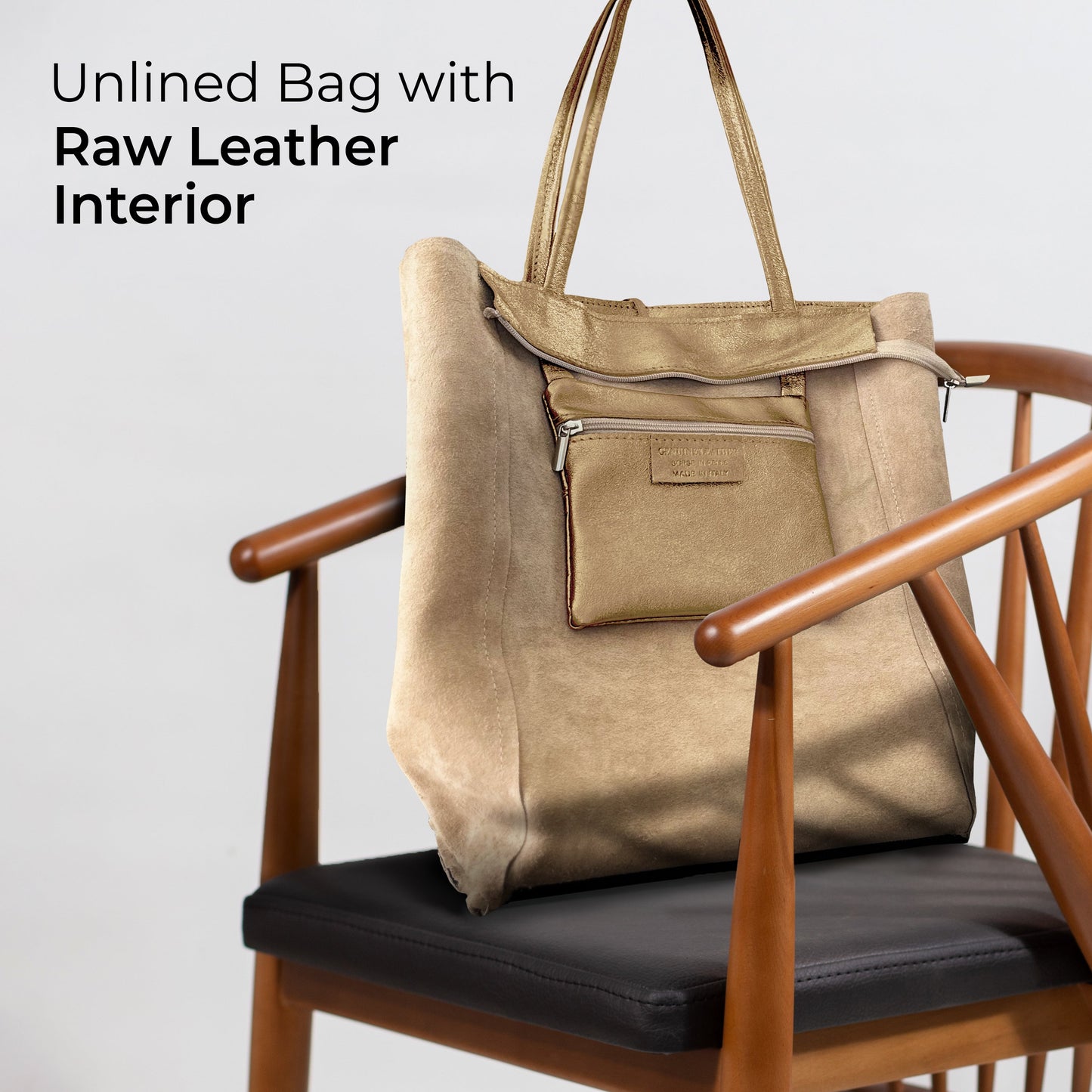 Metallic Suede Leather Tote Bag