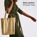 Metallic Suede Leather Tote Bag