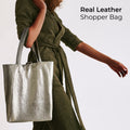 Metallic Suede Leather Tote Bag