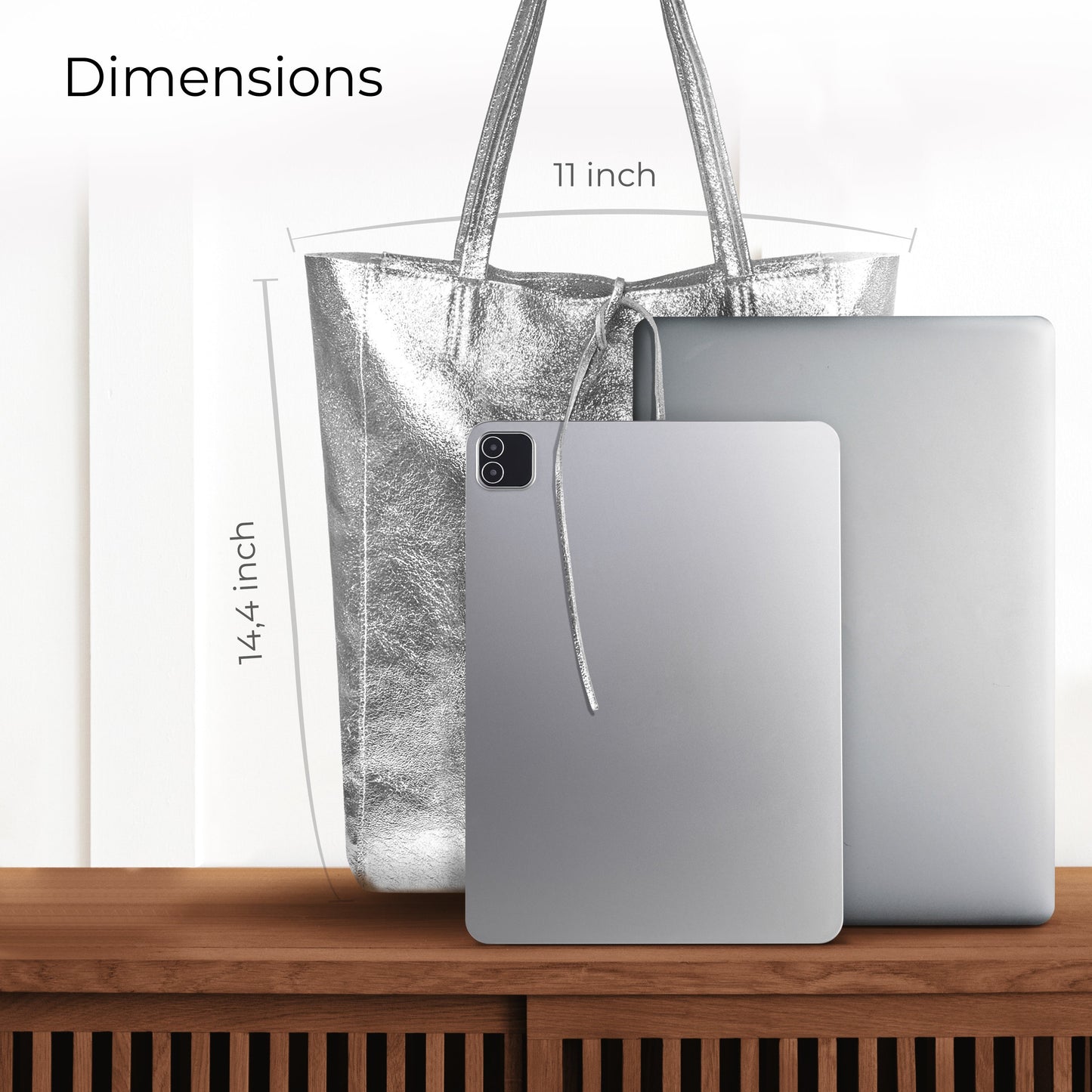 Metallic Suede Leather Tote Bag