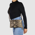 Python Suede Leather Crossbody Bag