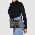 Python Suede Leather Crossbody Bag