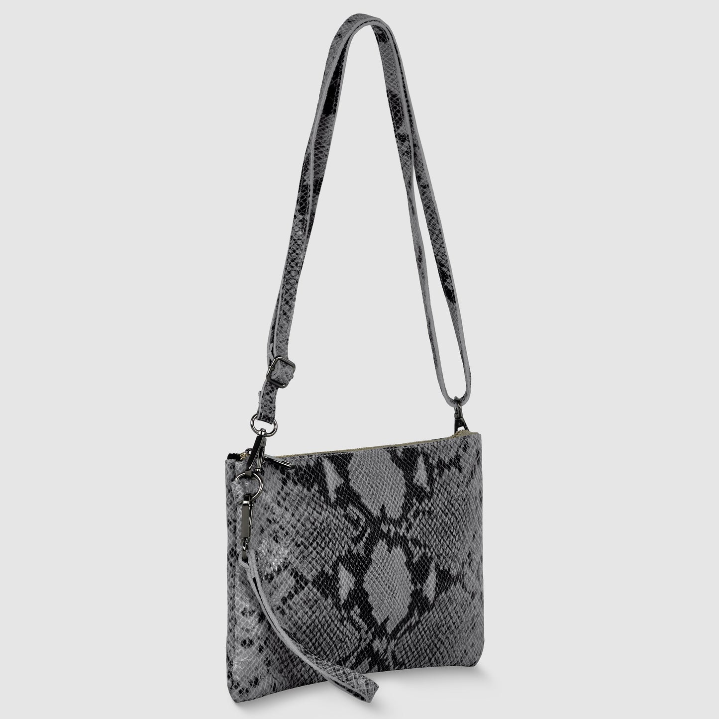 Python Suede Leather Crossbody Bag