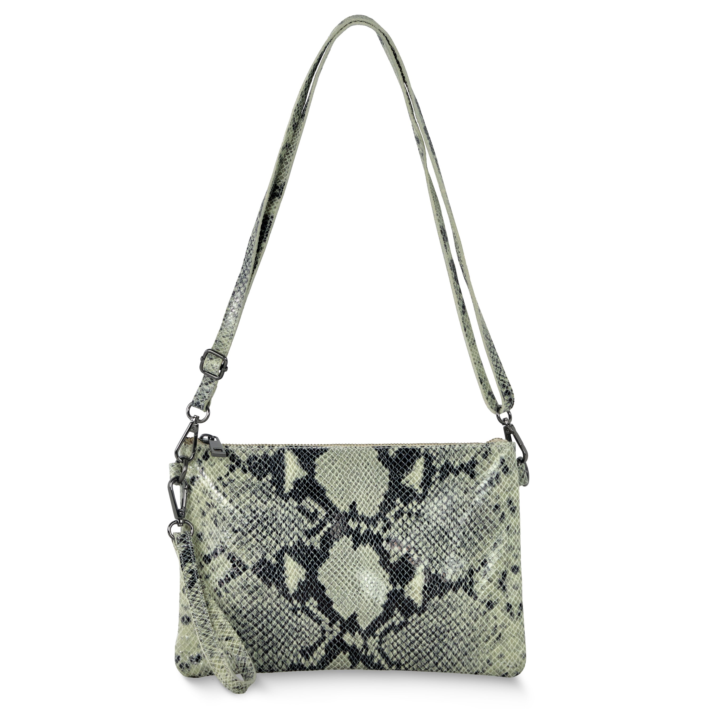 Python Suede Leather Crossbody Bag