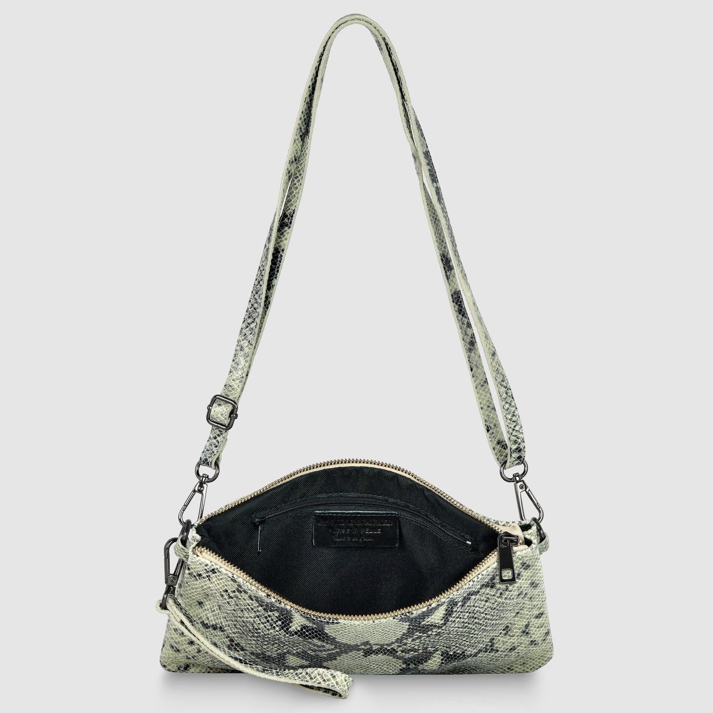 Python Suede Leather Crossbody Bag
